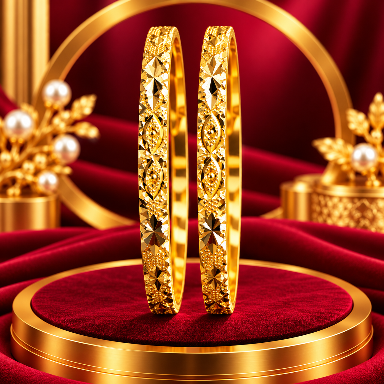 Faceted Starburst Gold-Tone Bangles – Set of 2