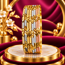 Three-Tone Geometric Facet Bangle Stack