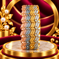 Three-Tone Zigzag Textured Bangle Stack