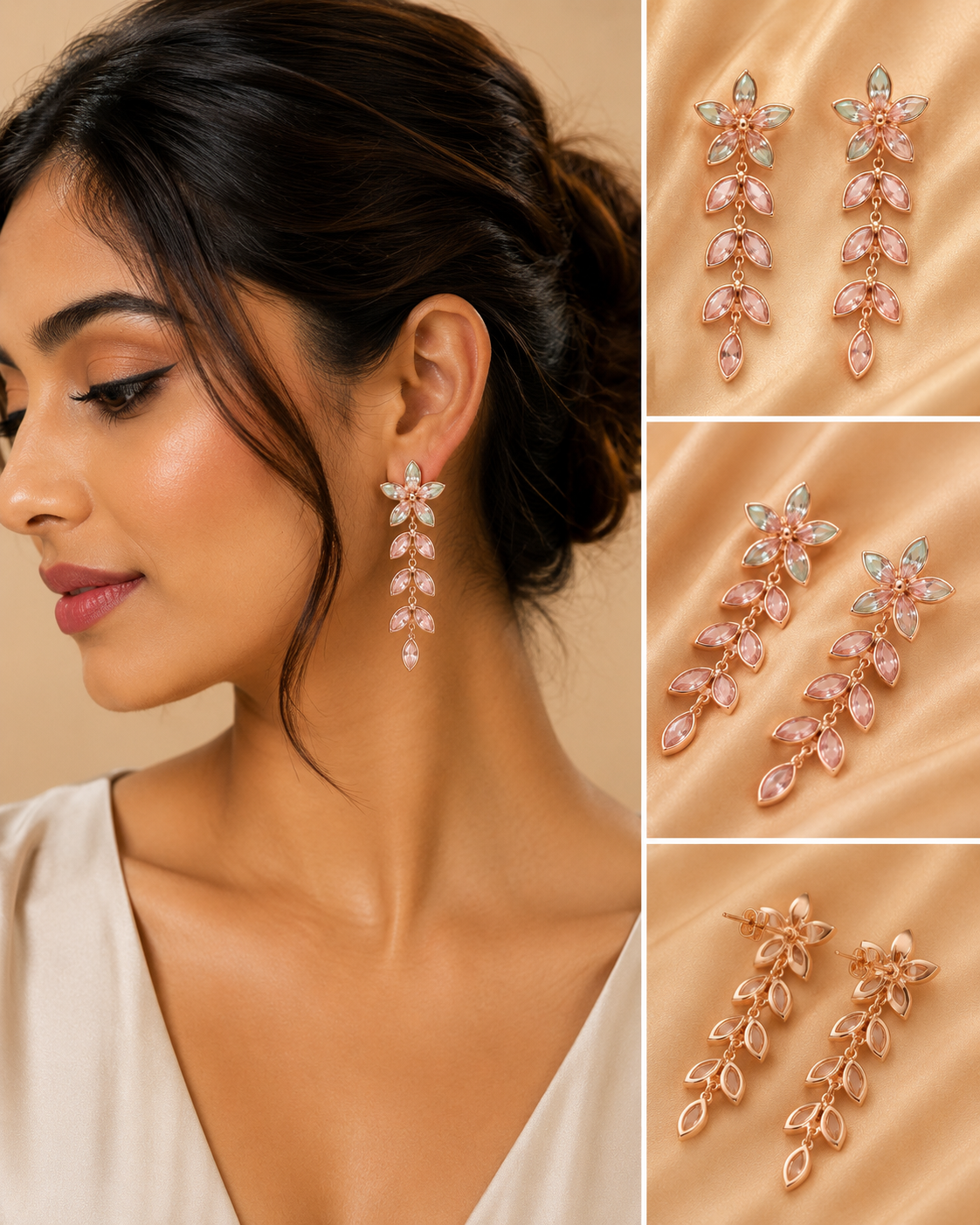 Pastel Floral Cascade Drop Earrings
