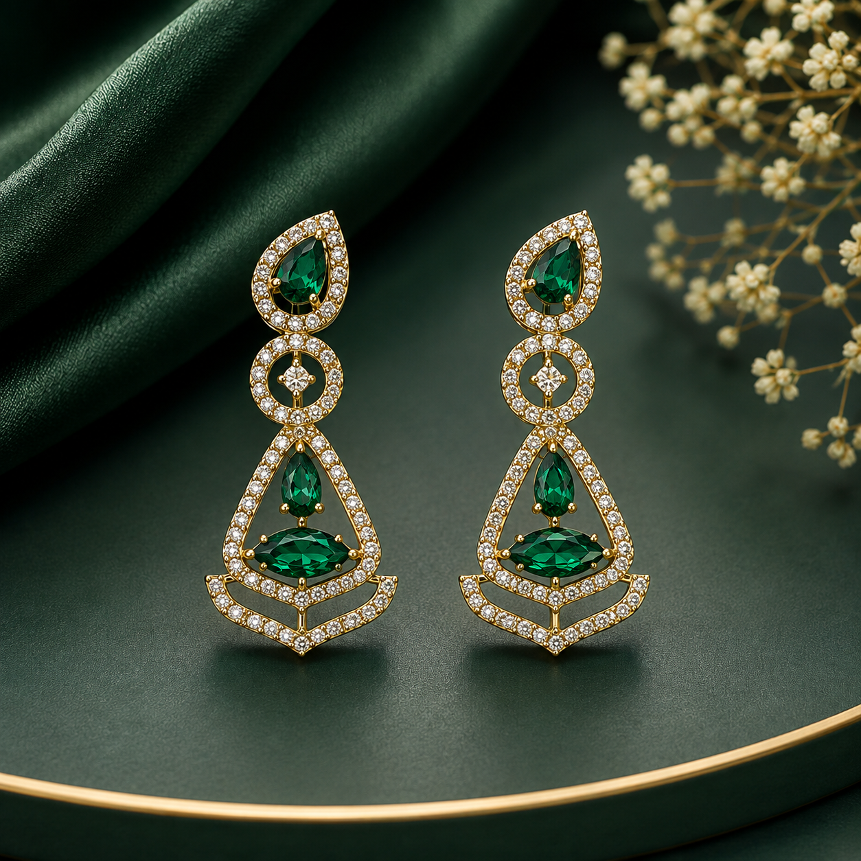 Varsha Kundan Pearl Crescent Chandbali